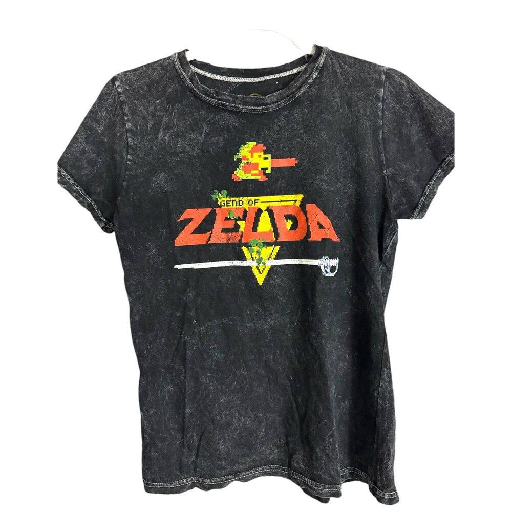 Legend Of Zelda Pixel Graphic Acid Wash T-Shirt - Size M | Nintendo Fan Tee